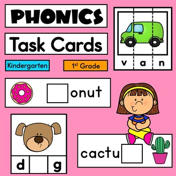 Preview of Science of Reading Task Cards | Kinder and 1st grade