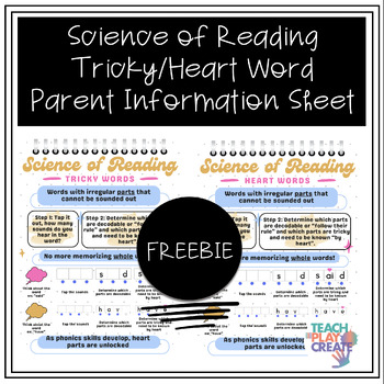 Preview of Science of Reading Tricky/Heart Word Parent Information Sheet FREEBIE