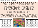 Science of Reading Word Lists & Chains for Phonics Rules &