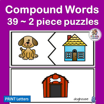 Preview of Science of Reading aligned Compound Words 2-piece Puzzle Activities