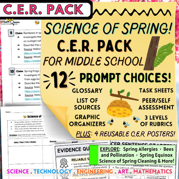Preview of Science of Spring CER Toolkit Middle School Pollination Migration Equinox & More