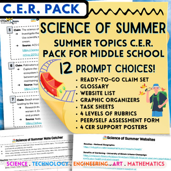 Preview of Science of Summer CER Pack Middle School Practical Topics Supports 