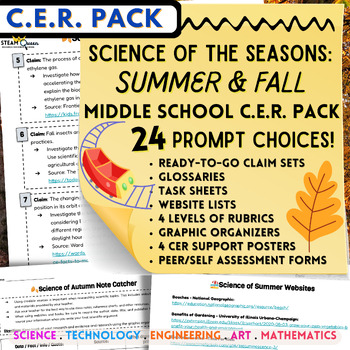 Preview of Science of the Seasons CER Bundle for Middle School: Science of Summer & Autumn