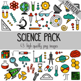 Science pack with different science tools and symbols