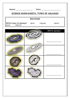 classifying galaxies worksheet