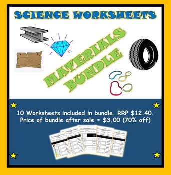 Preview of Science worksheet bundle:  Materials (10 worksheets, 70% off)