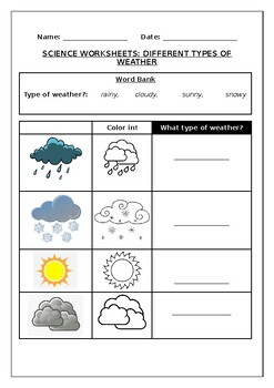 science worksheets different types of weather by science workshop