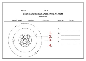 science worksheets label parts of an atom by science workshop tpt