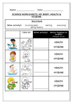 science worksheets my body improving health hygiene by science workshop