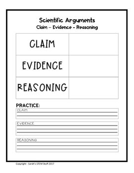 Writing Scientific Arguments with Claim Evidence Reasoning | TpT
