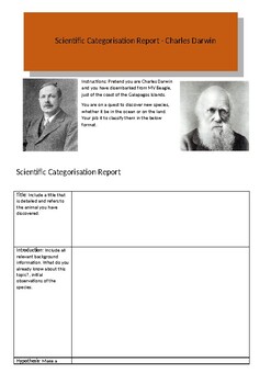 Preview of Scientific Categorization Report - Charles Darwin