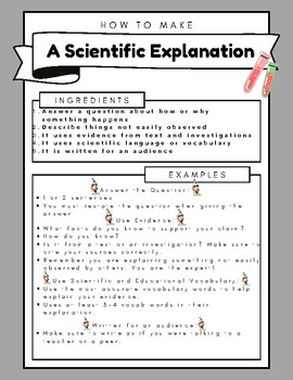Preview of Scientific Explanation Recipe