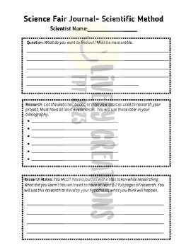 Preview of Scientific Fair Scientific Method Student journal