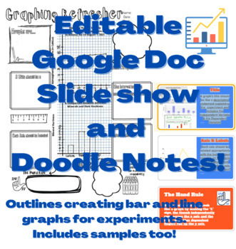 Preview of Scientific Graphing EDITABLE Google Slide Show with Keys and Doodle Note Sheet