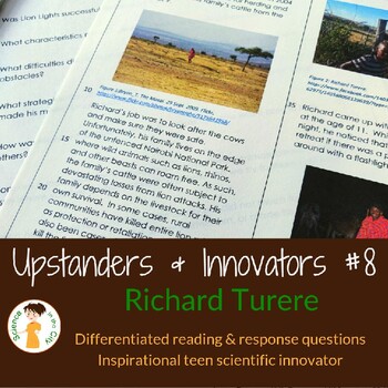 Preview of Scientific Innovator Reading Comprehension Passage #8:  Richard Turere 'Lionboy'