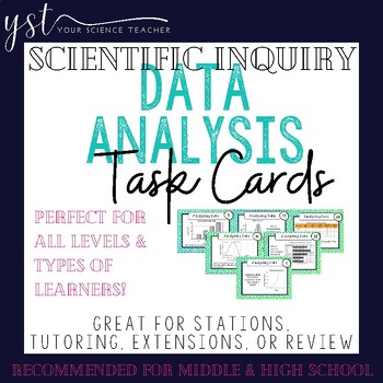 Preview of Scientific Inquiry Data Analysis of Data Table and Graphs Task Card Review Game