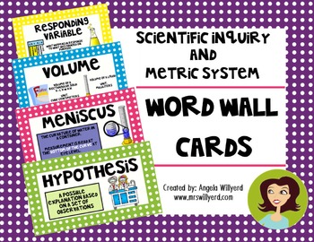 Preview of Scientific Inquiry and Metric System Science Word Wall Cards
