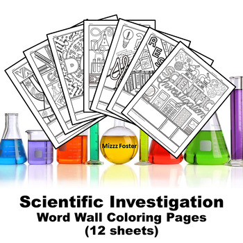 Preview of Scientific Investigation Word Wall Coloring Sheets (12 pages)