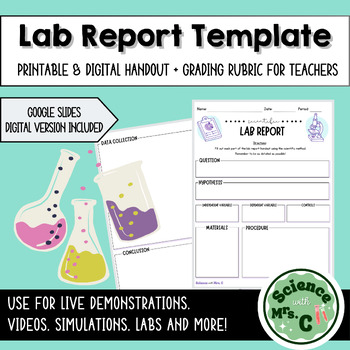 Preview of Scientific Lab Report Template Handout with Grading Rubric (Digital + Printable)