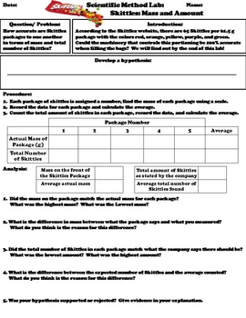 Scientific Method Worksheet (Skittles Science Experiment) by Science Spot