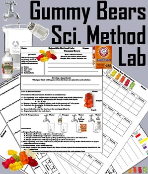 Preview of Scientific Method Activity Worksheets: Gummy Bears Science Experiment Candy Math