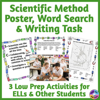 Preview of Scientific Method Activities - Poster, Word Search and Paragraph Writing Task