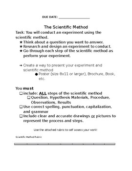 scientific method assignment