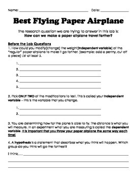 scientific method with paper airplanes