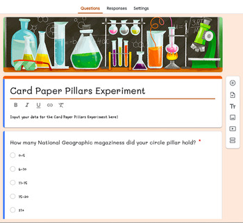 Preview of Scientific Method - Card Paper Pillars Experiment Google Form
