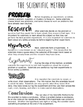 Preview of Scientific Method Chart/Poster/Reading