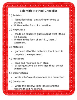 scientific method problem solving checklist