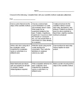 Preview of Scientific Method Choose Your Own HW
