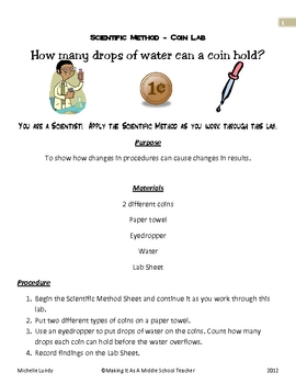 Scientific Method ~ Coin Lab by Making It Teacher