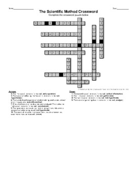 Scientific Method Crossword Puzzle Answer Key by Rod s Ecosystem Lab