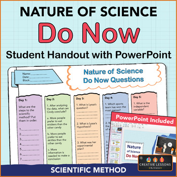 Preview of Scientific Method | Do Now Questions with Power Point | Nature of Science