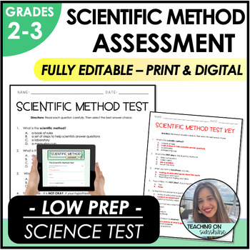 Preview of Scientific Method EDITABLE Test and digital version | Grade 2-3