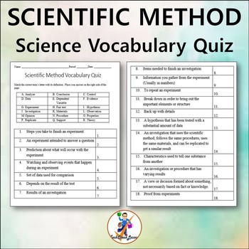Scientific Method Vocabulary Quiz and Word List by TechCheck Lessons