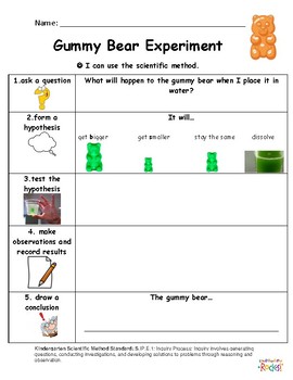Scientific Method Gummy Bear Experiment by Kinder Gator Rocks | TpT
