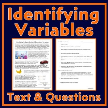 Preview of Scientific Method Independent and Dependent Variables Worksheet and Text