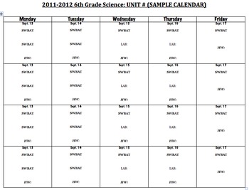 Scientific Method / Inquiry Unit Calendar Plan, SWBAT 7th Science NY by ...