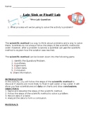 Scientific Method Lab- Sink or Float? (Tap and Salt Water)