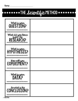 Scientific Method Note Pages Simple Notes for Cool Experiments by