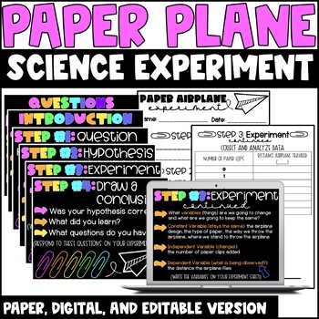Preview of Scientific Method Paper Airplane Experiment | Digital | Editable | No Prep