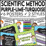 Scientific Method Posters in Purple, Lime, and Bright Turquoise