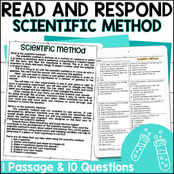 Preview of Scientific Method Reading Passage Comprehension & Quiz | Science Centers