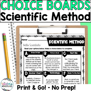 Preview of Scientific Method Science Menus - Choice Boards and Activities- 3rd - 5th Grade