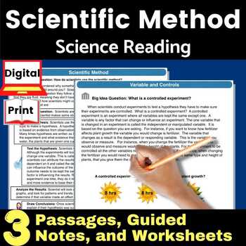 Preview of scientific method worksheet Science reading comprehension passages and questions