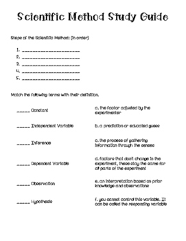 scientific method homework and study guide