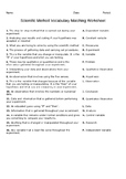 Scientific Method Vocabulary Matching Worksheet