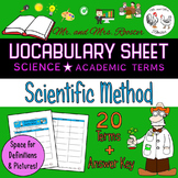 Scientific Method Vocabulary Sheet {Science, Biology, Chemistry}